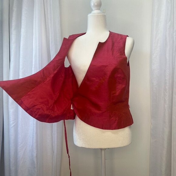 Ann Taylor Sleeveless Silk Wrap Blouse Barbie Core Pink Ladies Size 10 - Picture 4 of 6
